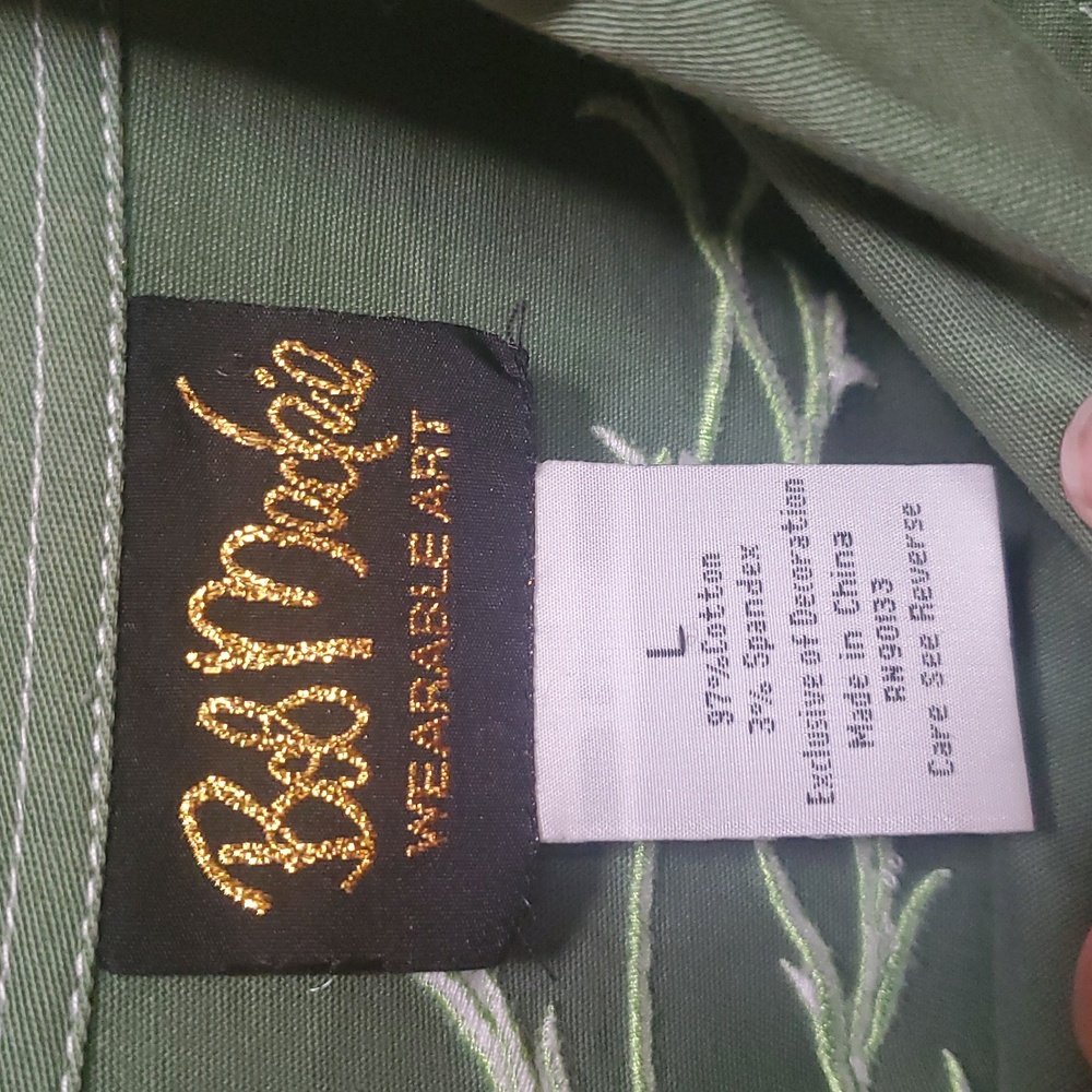 Vintage Bob Mackie Wearable Art Green Embroidered… - image 5